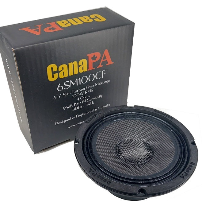 CanaPA 6SM100CF 6.5" Shallow Mount 100W RMS Carbon Fiber Speaker (PAIR)